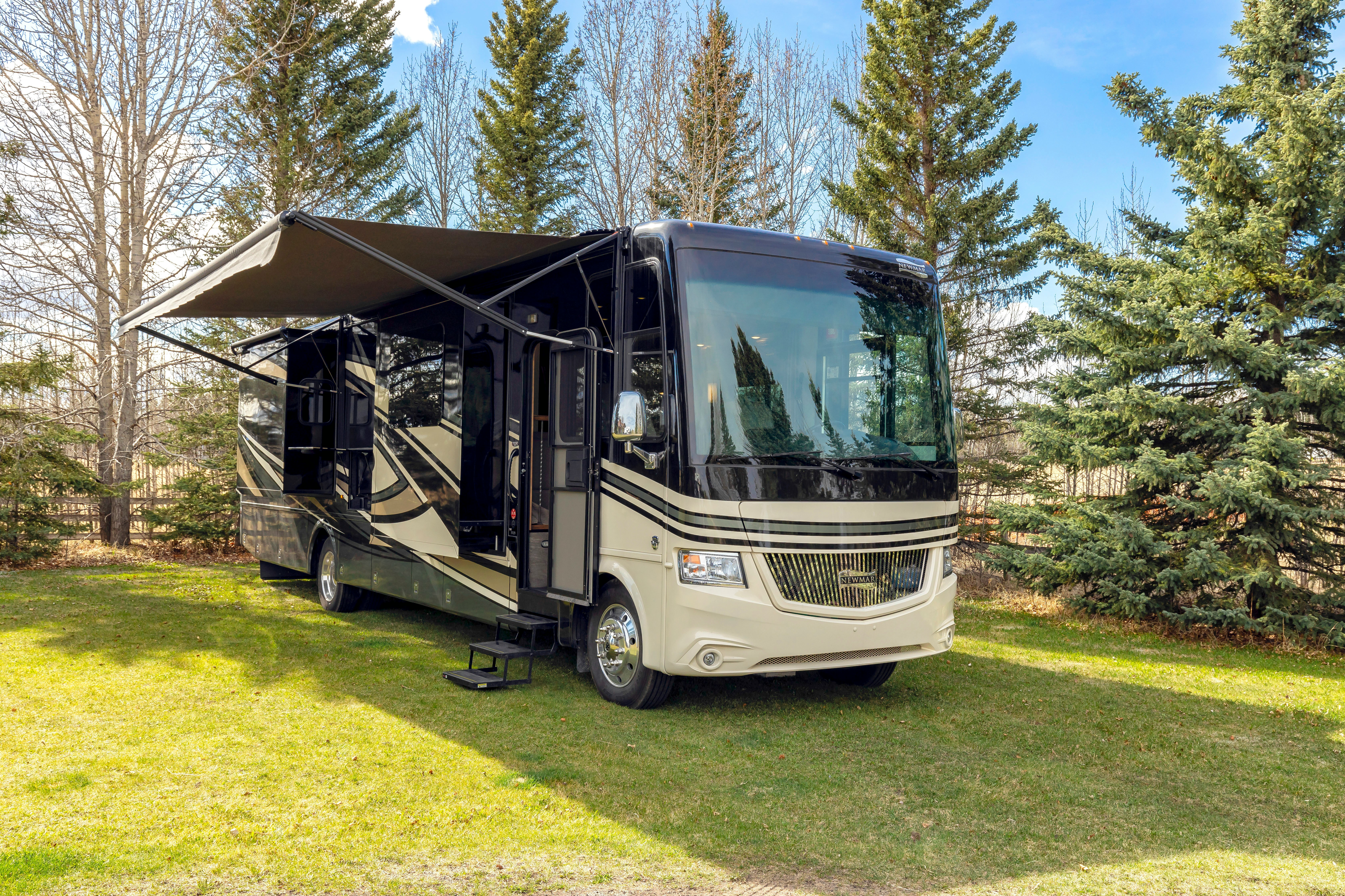 RV stored at Boats Galore indoor storage facility